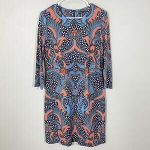 J. McLaughlin Catalina Cloth Sheath Dress Size Medium Multicolor Floral Burst
